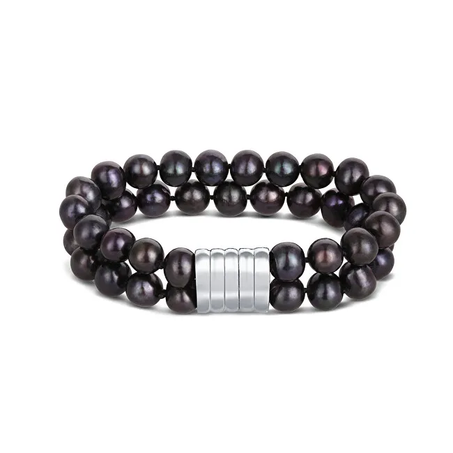JwL Luxury Pearls Bracciale con doppia/doppia fila di perle nere autentiche JL0599 donna