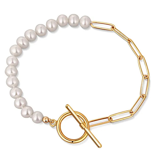 JwL Luxury Pearls Bracciale trendy placcato oro con vere perle di fiume JL0789 donna