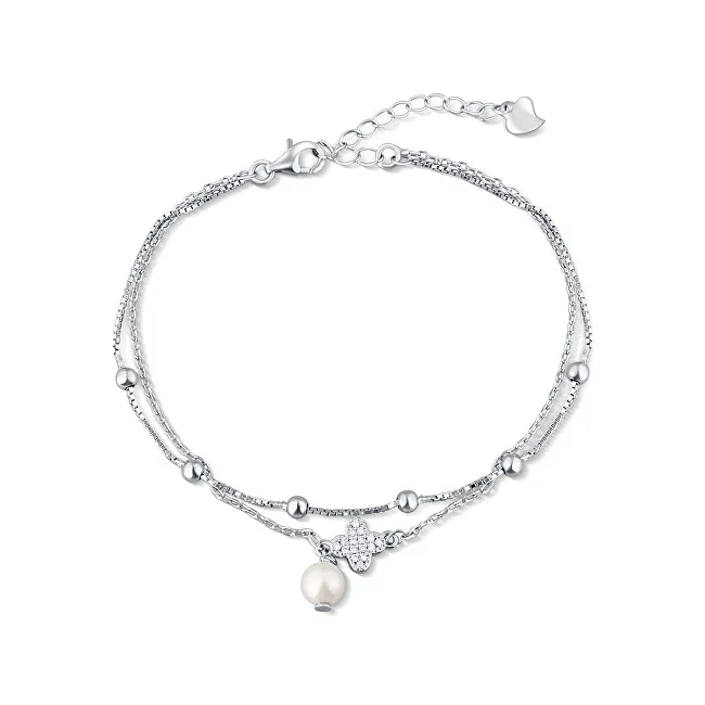 JwL Luxury Pearls Bracciale doppio in argento sterling con perla authentica e zirconi JL0801 donna