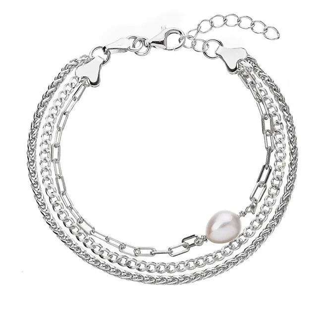 Evolution Group Bracciale triplo in argento con perla Pavona autentica 23028.1 donna