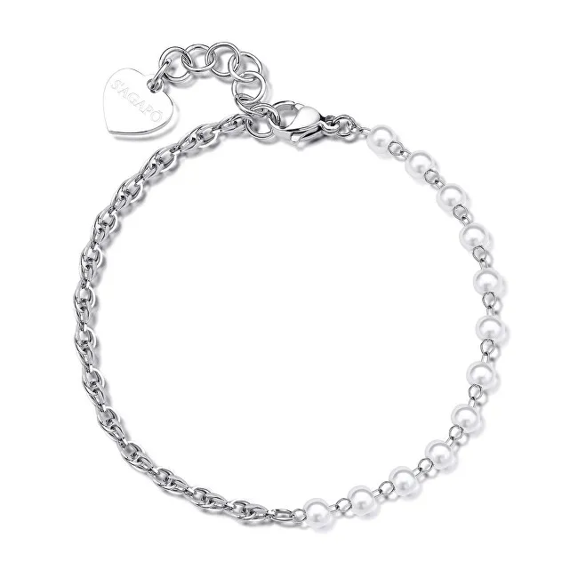 S'Agapõ Elegante bracciale in acciaio con perle grosse SHK67 da donna