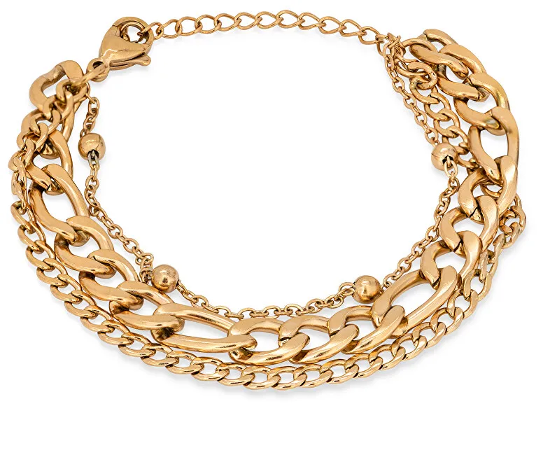 Troli Bracciale triplo di lusso in acciaio placcato oro donna