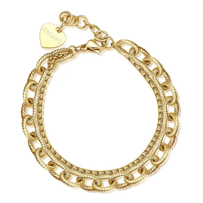 S'Agapõ Bracciale moderno doppio spesso placcato oro SHK66 donna