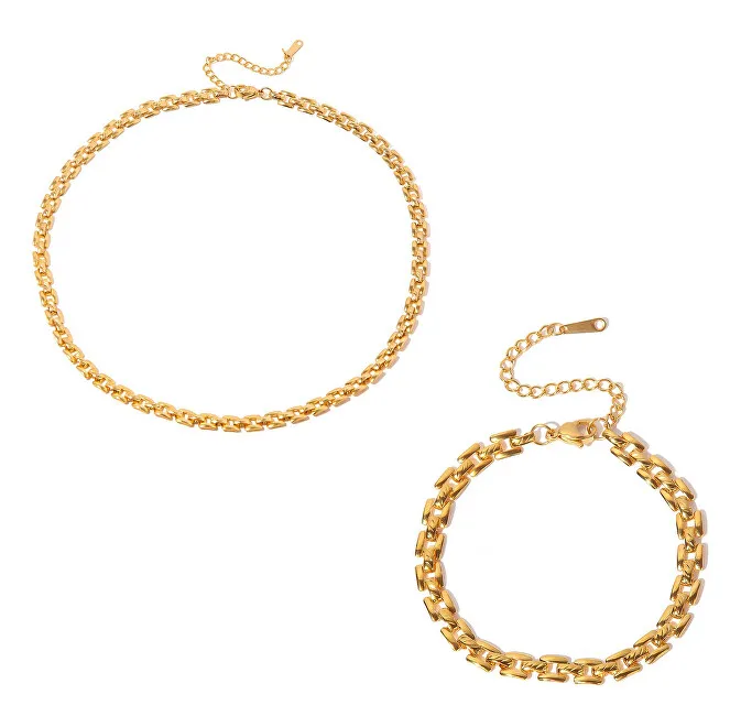 Troli Elegante set di gioielli da donna placcati in oro (collana, bracciale) da donna