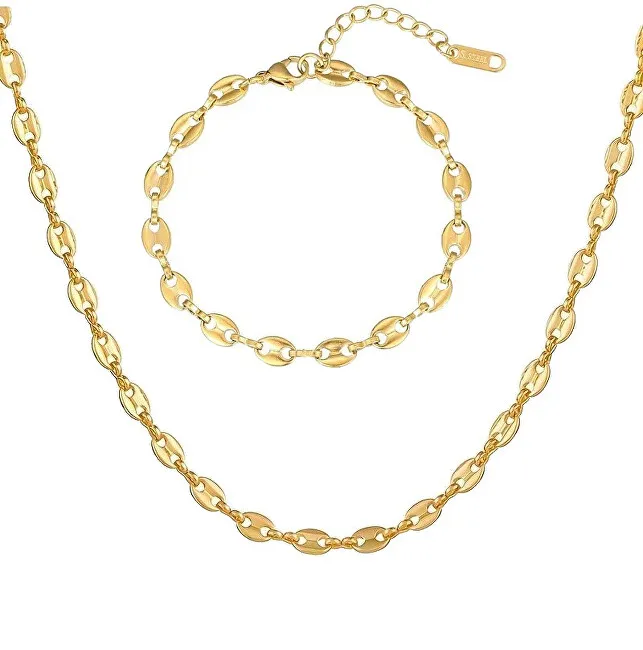 Troli Set senza tempo di gioielli da donna placcati in oro (collana, bracciale) da donna