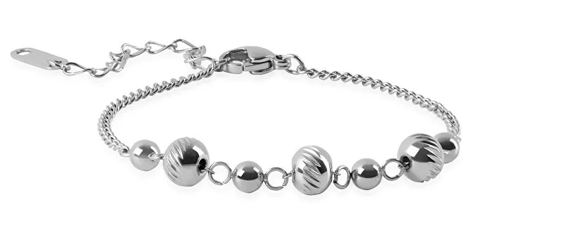 Troli Elegante bracciale in acciaio con sfere lucide da donna