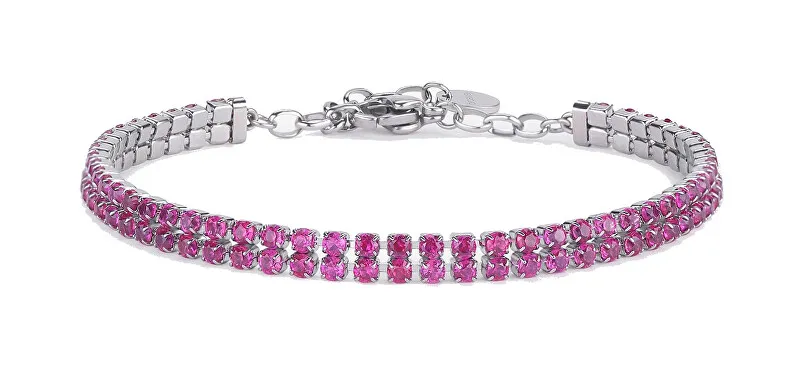 Brosway Bracciale tennis a doppio giro con zirconi fucsia Desideri BEI098 donna