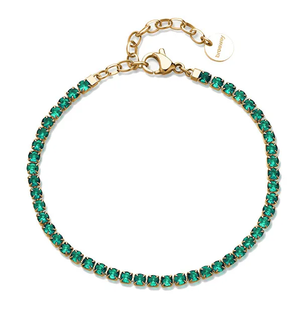 Brosway Bracciale tennis placcato oro con zirconi verdi Desideri BEI102 donna