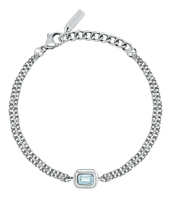 Trussardi Bracciale doppio in acciaio con zirconi blu T-Design TJAXA25 donna