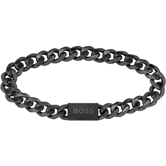 Hugo Boss Elegante bracciale nero da uomo a maglie 1580145 - Lunghezza: 19 cm uomo