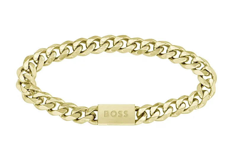 Hugo Boss Elegante bracciale placcato oro da uomo a maglie 1580403 - Lunghezza: 19 cm uomo