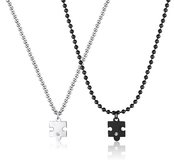 Collana S'Agapõ Puzzle Me + You SEY01 con parure in acciaio per coppie unisex