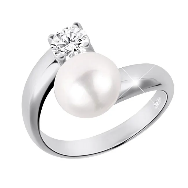 JwL Luxury Pearls Anello in argento con perla bianca e cristallo trasparente JL0432 donna