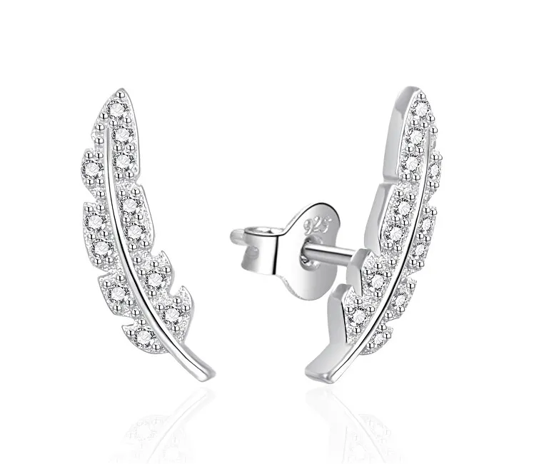 Agato Orecchini lunghi in argento Piuma con zirconi AGT-E085PW donna
