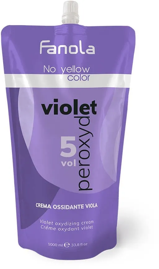 Fanola No Yellow Color Violet Peroxyde emulsione di sviluppo per neutralizzare i toni gialli 1,5% 5 Vol. 1000ml donna