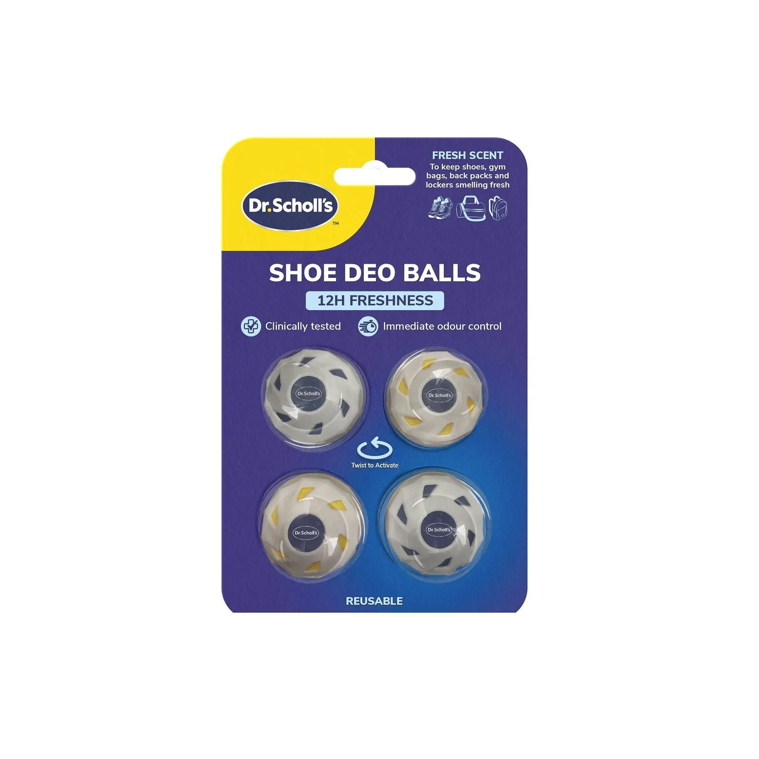 Scholl Shoe Deo Balls - Refreshing shoe balls (4 pcs) unisex