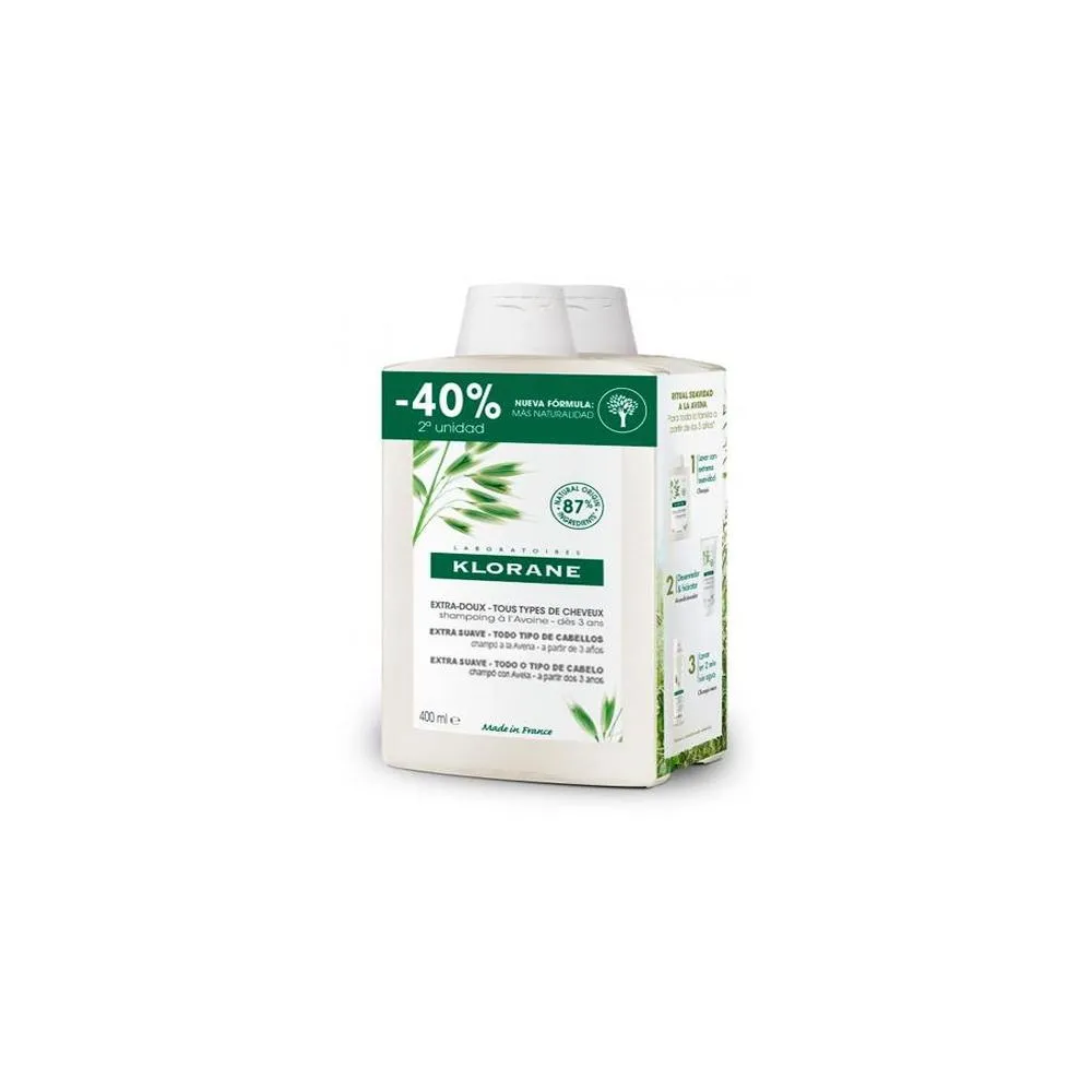 Klorane A LA LECHE DE AVENA CHAMP EXTRASUAVE LOTE 2 pz Unisex