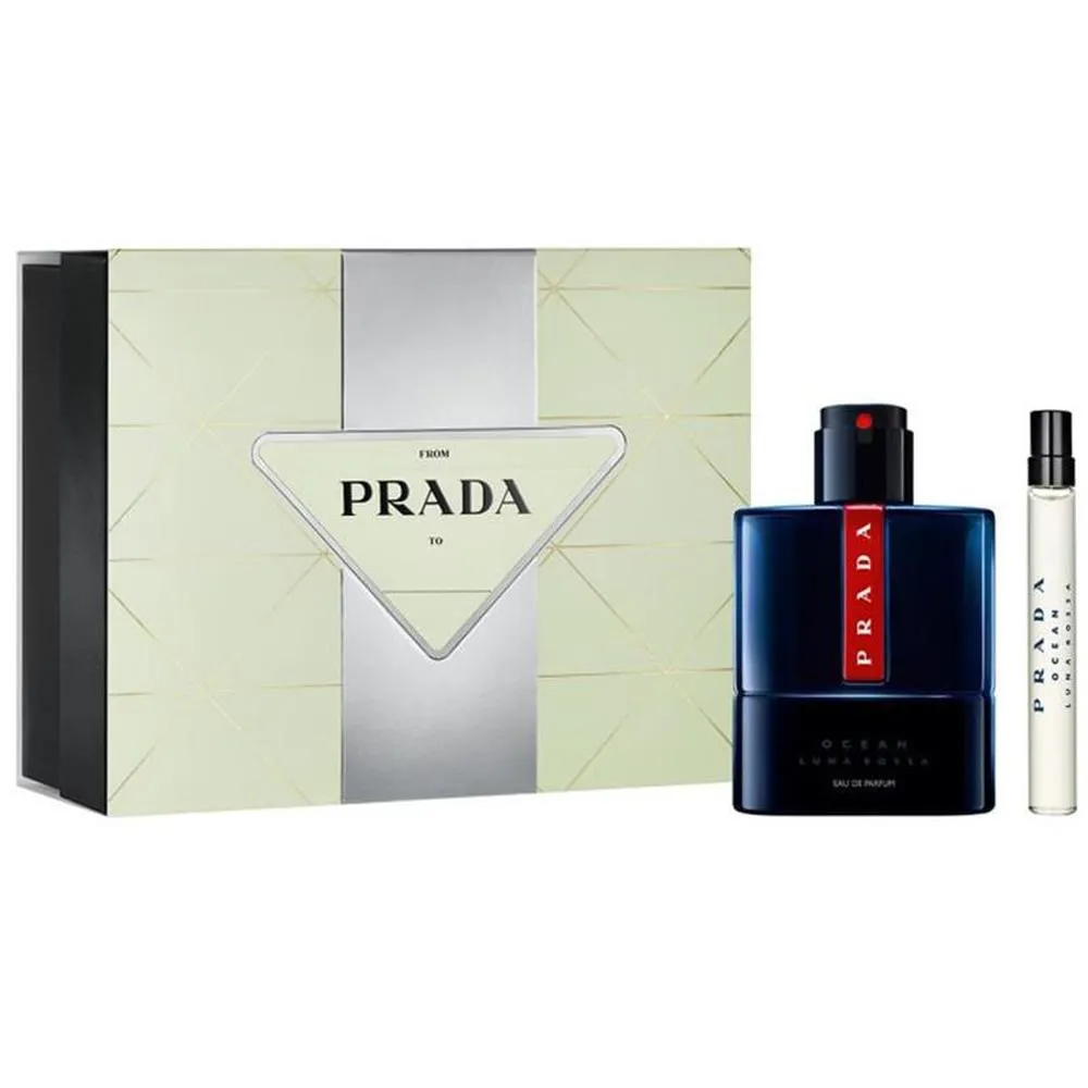 Prada Set regalo Luna Rossa Ocean eau de parfum 100 ml e miniatura eau de parfum 10 ml uomo 100ml