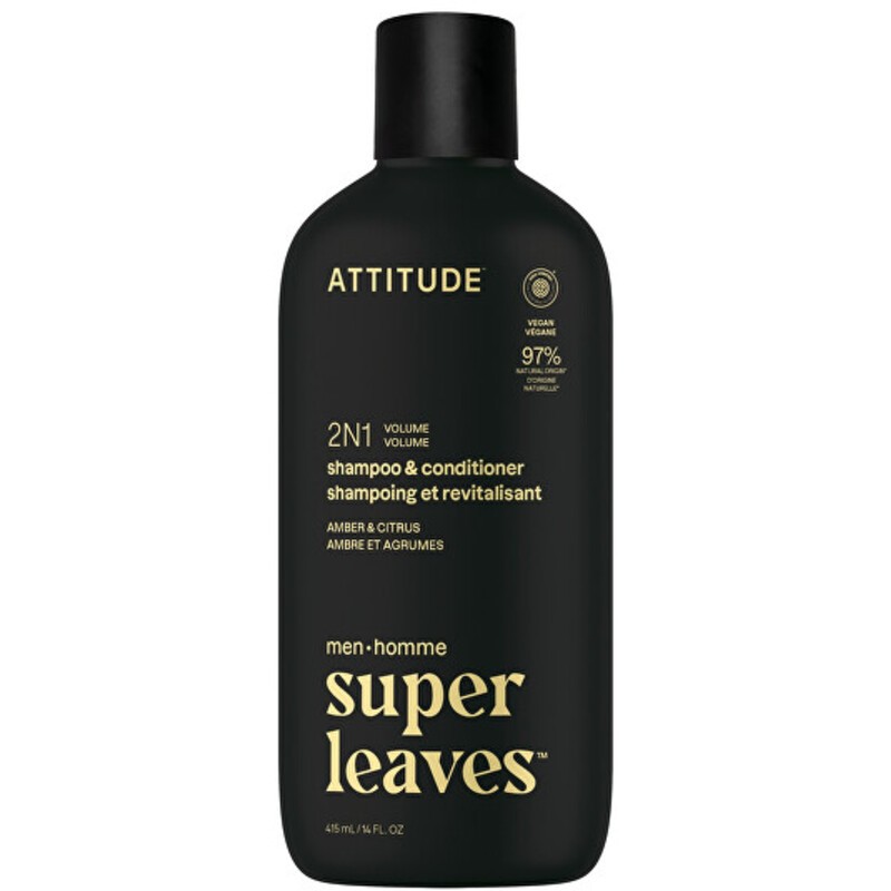 Attitude Super Leaves Amber & Citrus Shampoo & Conditioner - Shampoo e balsamo da uomo per volume 2 in 1 415ml uomo