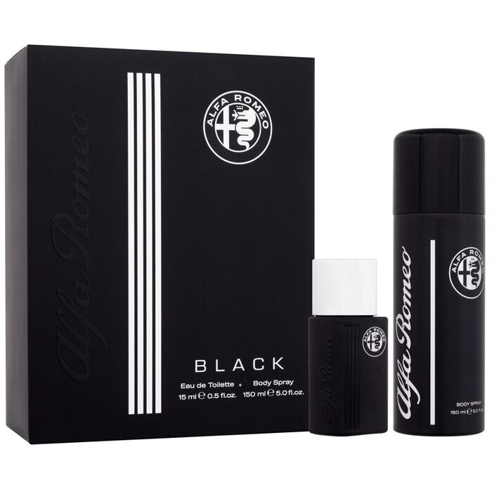 Alfa Romeo Black Gift Set eau de toilette 15ml e Body Spray 150ml uomo