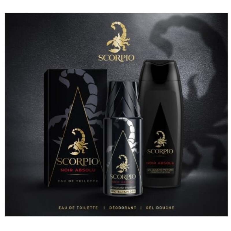 Scorpio Noir Absolu Set regalo eau de toilette 75ml, gel doccia 250ml e deospray 150ml uomo