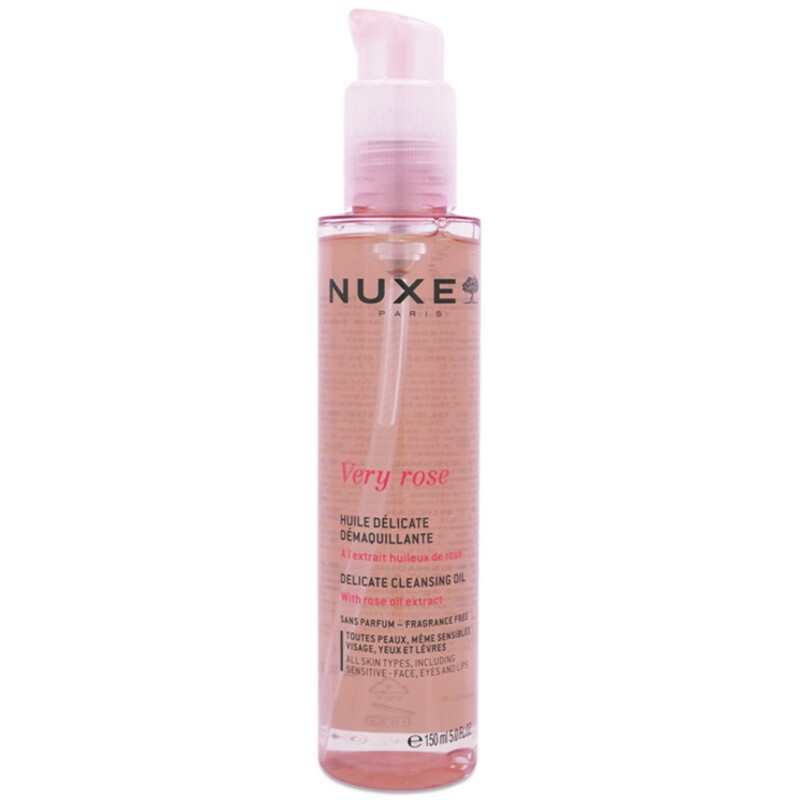 Nuxe Very Rose Delicate Cleansing Oil - Olio detergente delicato per viso e occhi 150ml donna