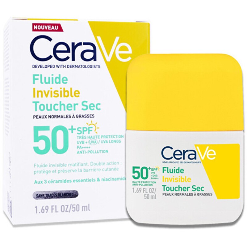CeraVe Dry Touch Fluido Protezione Solare SPF 50+ - Fluido protettivo opacizzante 50ml donna
