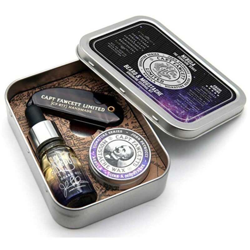 Kit di sopravvivenza per la cura della barba Captain Fawcett Nebula - Set regalo per la cura della barba uomo