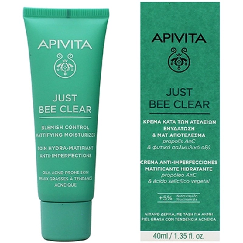 Apivita Just Bee Clear - Crema viso idratante con niacinamide 40ml unisex