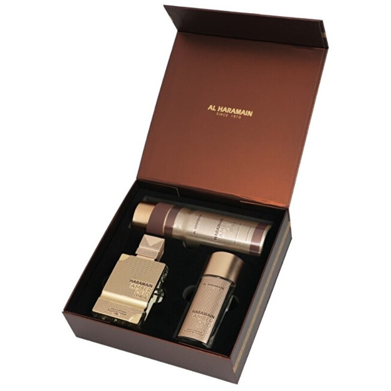 Al Haramain Amber Oud Gold Edition Extreme Set regalo Extrait de Parfum 75ml, Extrait de Parfum 30ml e deospray 200ml unisex