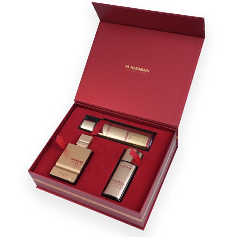 Al Haramain Amber Oud Ruby Edition Set regalo eau de parfum 75ml, eau de parfum 30ml e body roll 250ml unisex