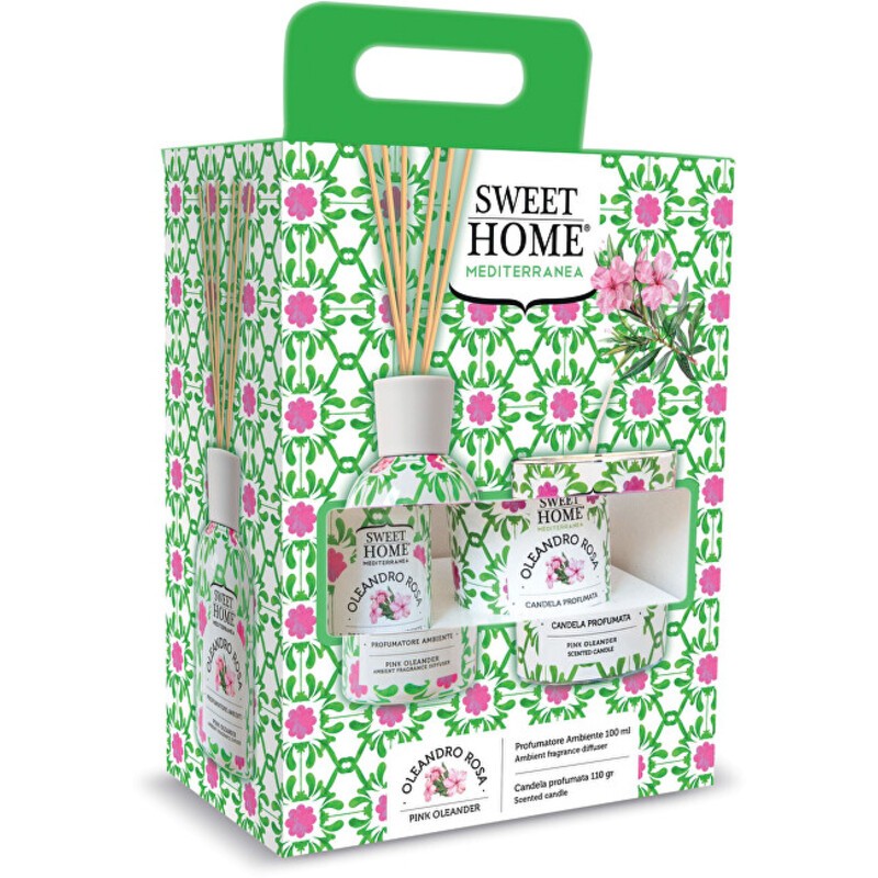 Set Oleandro Rosa Sweet Home Collection - Set regalo con diffusore di aromi e candela Donna