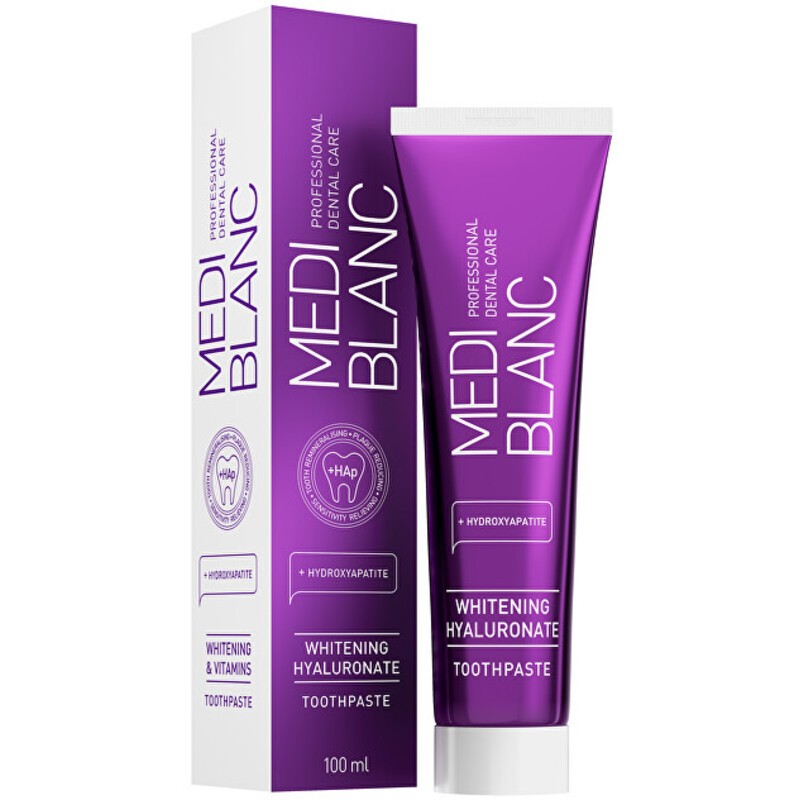 MEDIBLANC Dentifricio Sbiancante all'Ialuronato - Pasta bleulica con ialuronato di sodio 100ml donna