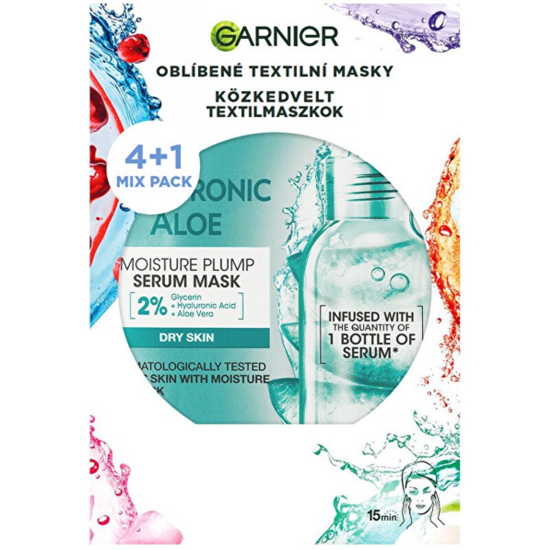 Set di mascherine GARNIER Party Mix - Set di mascherine in tessuto per il viso donna