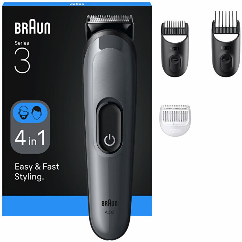Braun Series 3 AIO3500 Grigio - Coperture multifunzionali? 4 in 1 uomo