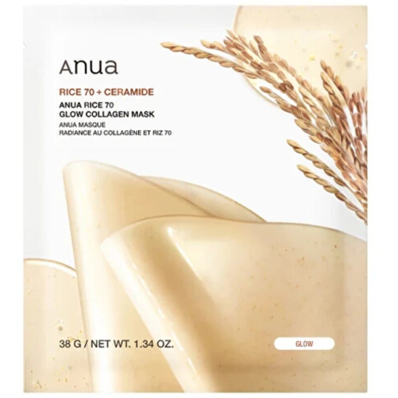 Anua Rice 70 Glow Collagen Mask - Maschera viso 38.0g donna