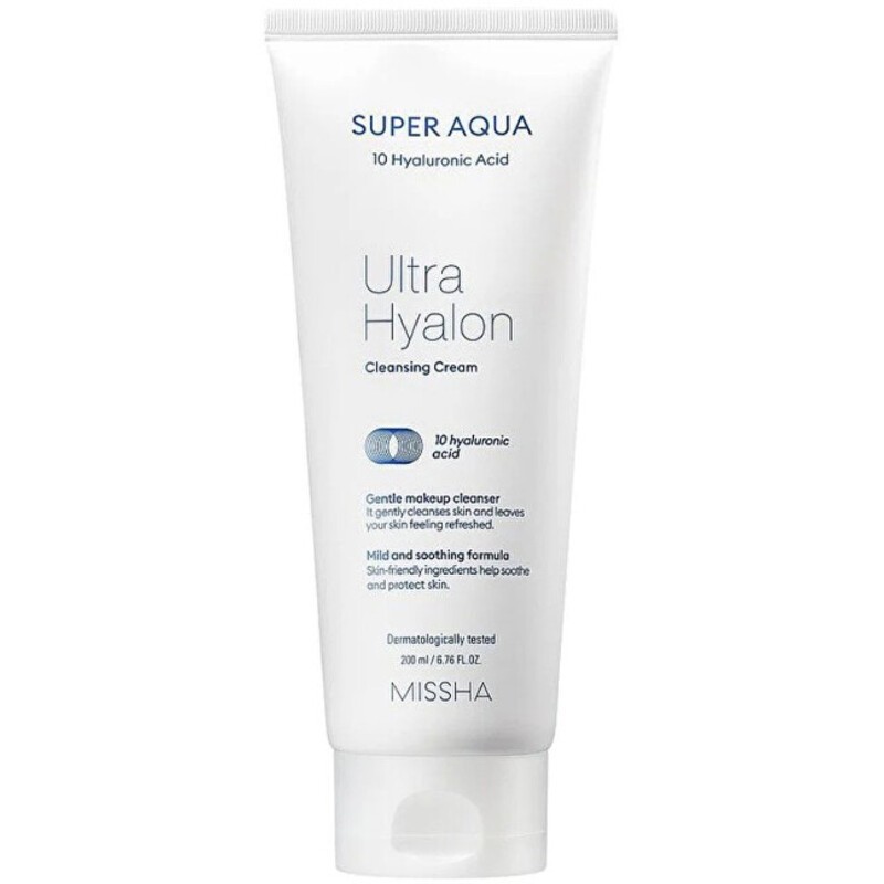 Missha Super Aqua Ultra Hyalon Cleansing Cream - Crema detergente idratante 200ml donna