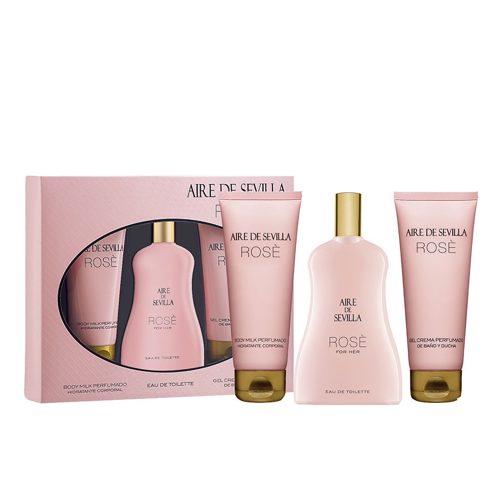 Aire Sevilla AIR DE SEVILLA ROSÈ LOTTO 3 pz Eau de toilette spray 100 ml + scented cream gel 100 ml + body lotion 100 ml donna