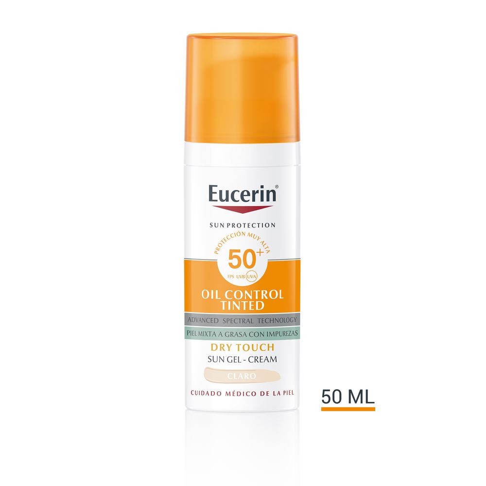 Eucerin Crema gel colorata SPF50+ n.light 50ml con protezione solare, controllo dell'oleosità, effetto asciutto. unisex