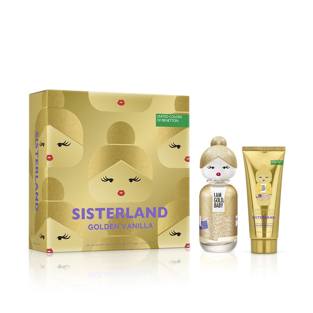 Benetton CUSTODIA IN 2 PEZZI SISTERLAND GOLDEN VANILLA Eau de Parfum spray 80ml + Perfumed body lotion 75ml donna