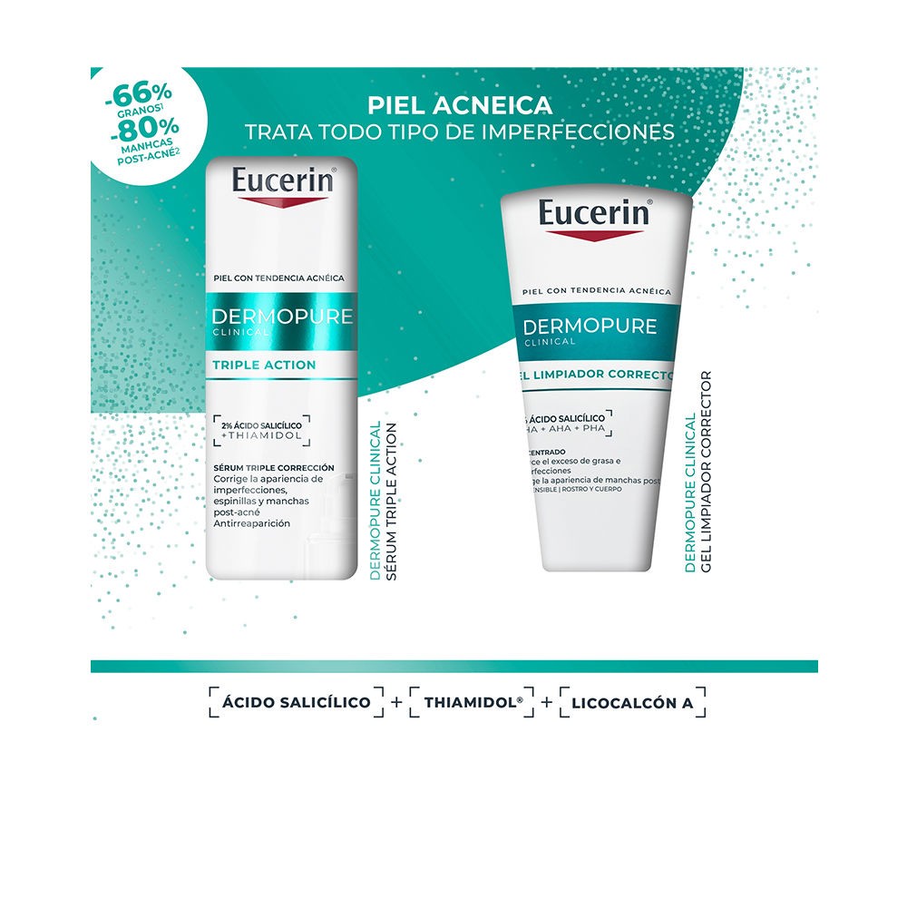 Eucerin DERMOPURE CLINICAL TRIPLA AZIONE CASE 2 pezzi Triple Serum 40 ml + Cleansing Gel 75 ml unisex