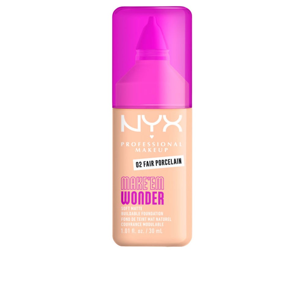 Nyx Professional Make Up Fondotinta MAKE'EM WONDER n.02-Fair Porcelain 30ml unisex