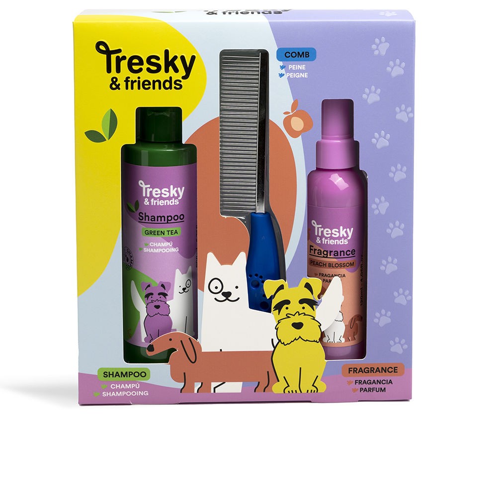 Tresky & Friends KIT DI PULIZIA PER ANIMALI DOMESTICI 3 pezzi Shampoo 200 ml + Fragrance 120 ml + Comb unisex