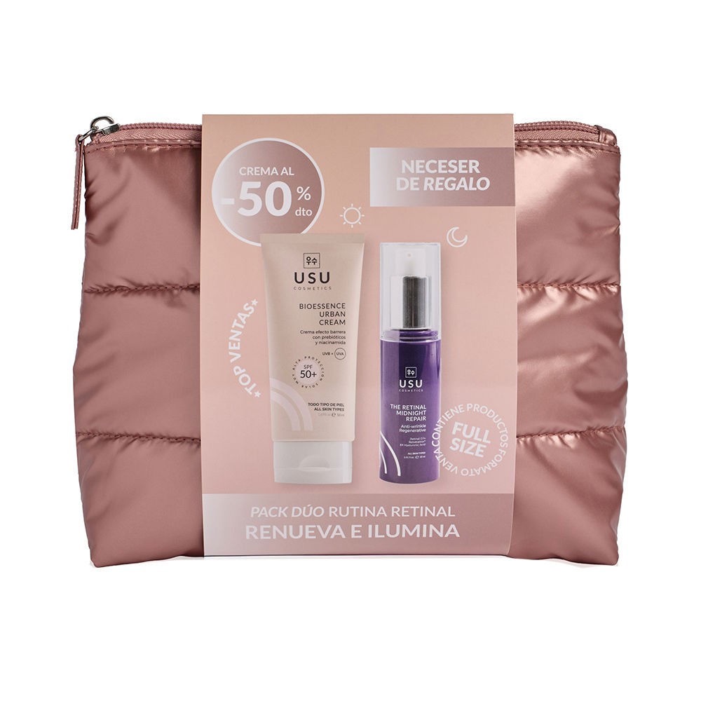 Usu Cosmetics KIT DI RIPARAZIONE RETINA DI MEZZANOTTE 3 PEZZI Serum 30 ml + Cream SPF50 50 ml + Toiletry bag 1 unit unisex