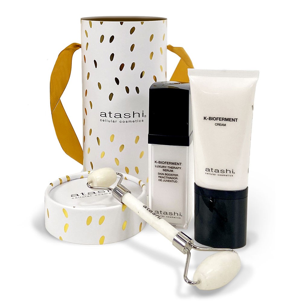 Atashi KIT K-BIOFERMENT 3 pezzi Cream 50 ml + Serum 30 ml + Jade Roller 1 unit donna