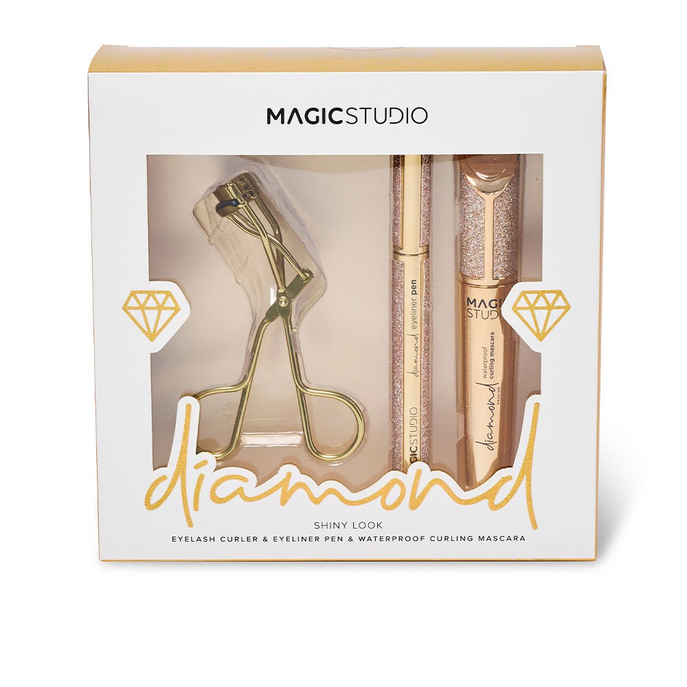 Magic Studio LOTTO DI 3 PEZZI CON EFFETTO LUMINOSO DIAMANTE Mascara + liquid eyeliner + eyelash curler unisex