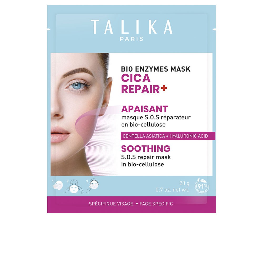 Talika Maschera BIO ENZIMATICA CICA REPAIR+ LENITIVA SOS, maschera riparatrice, booster di idratazione, 20 g unisex