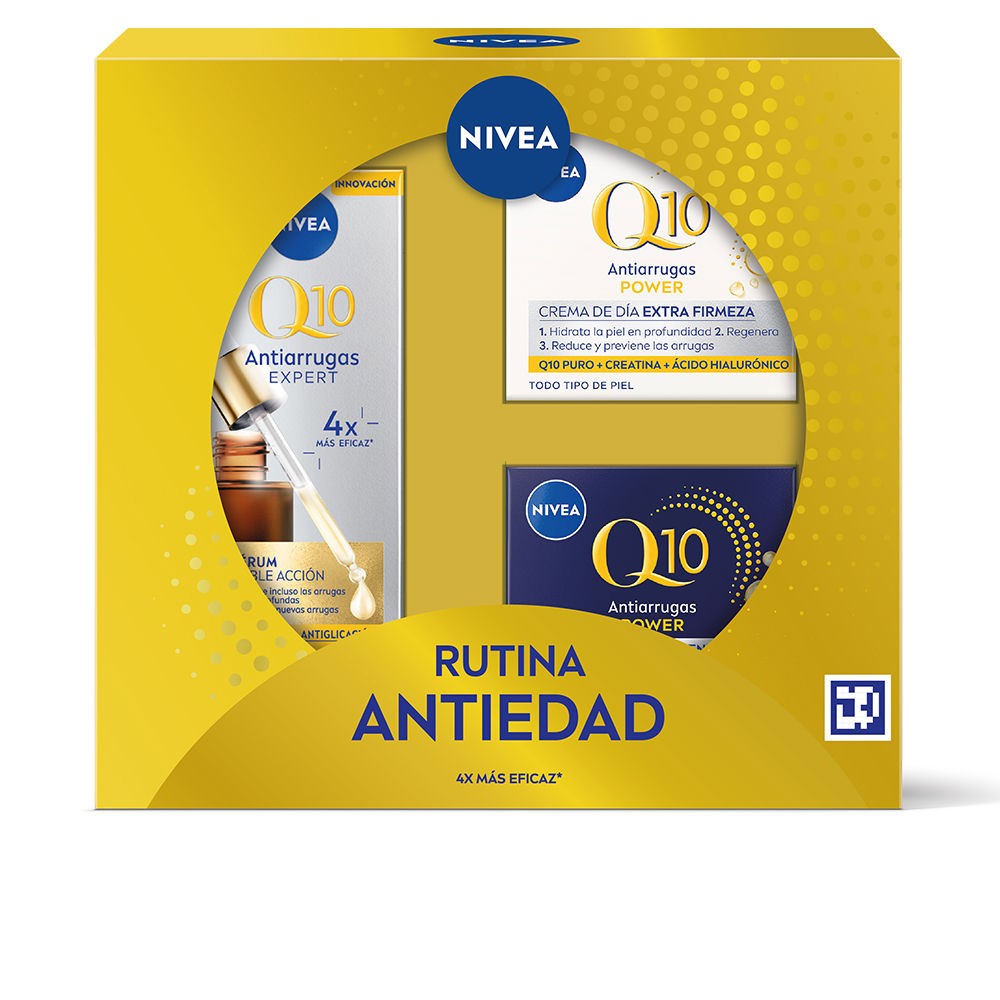 Nivea ROUTINE ANTI-ETÀ Q10 - CUSTODIA IN 3 PEZZI day cream + night cream + double action serum donna