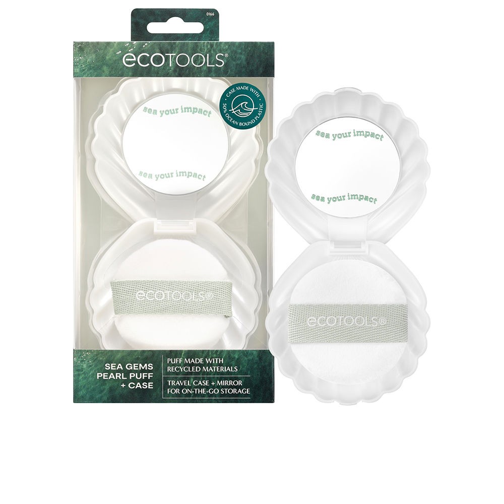 Ecotools SEA GEMS PEARL PUFF - Spugnetta per il trucco con custodia e specchietto 2 pezzi unisex