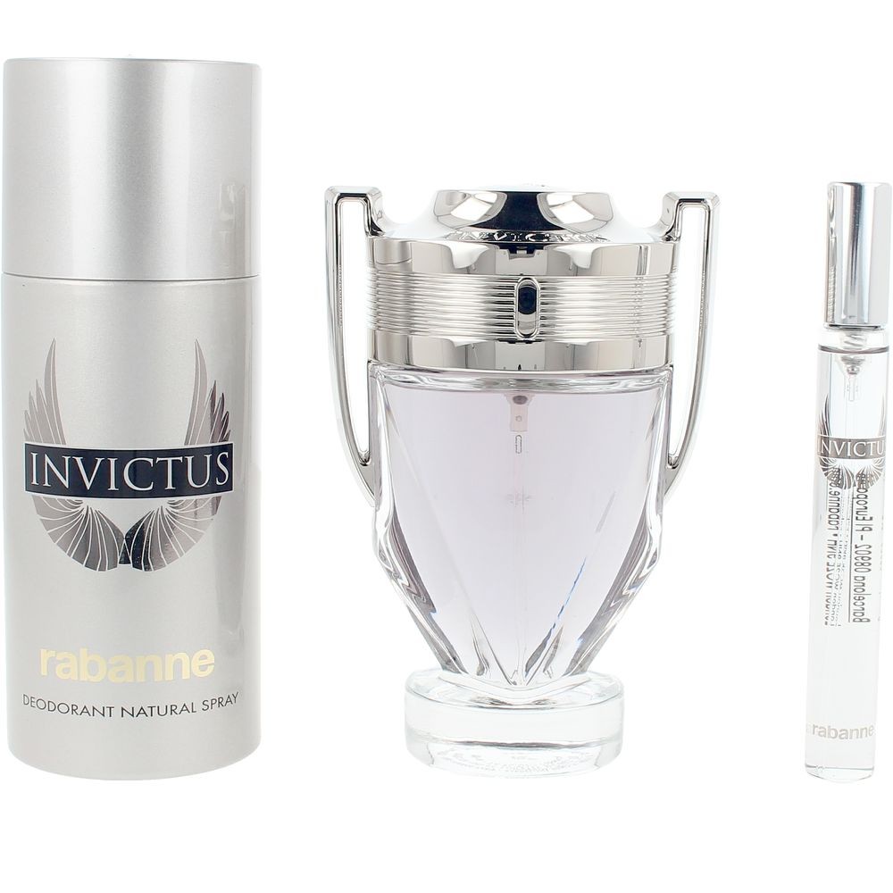 Rabanne Set da 3 pezzi INVICTUS Eau de Toilette spray 100 ml + Deodorant spray 150 ml + Eau de Toilette 1 u uomo